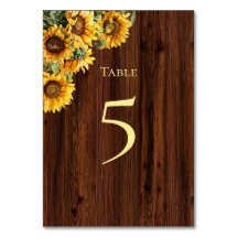 Gold Sonnenblumen Tischnummer Card