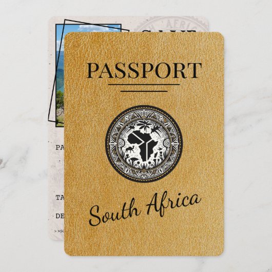 Gold South Africa Passport Save The Date (Vorne/Hinten)