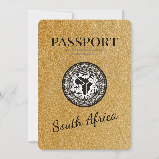 Gold South Africa Passport Save The Date (Vorderseite)