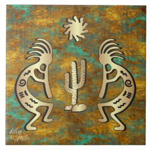 Gold Southwest Kokopelli Keramik Fliese