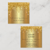Gold Spark Makeup Artist Event Logo Quadratische Visitenkarte (Vorne/Hinten)