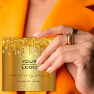 Gold Spark Makeup Artist Event Planner Beauty Logo Quadratische Visitenkarte