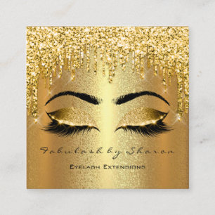 Gold Spark Makeup Artist Lashes Logo Lux Quadratische Visitenkarte