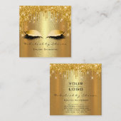 Gold Spark Makeup Artist Lashes Logo Lux Quadratische Visitenkarte (Vorne/Hinten)