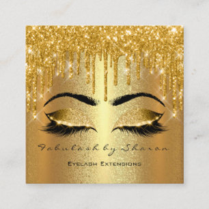 Gold Spark Makeup Artist Lashes Logo Quadratische Visitenkarte