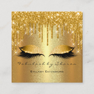 Gold Spark Makeup Artist Lashes Logo Quadratische Visitenkarte