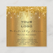 Gold Spark Makeup Artist Lashes Logo Quadratische Visitenkarte (Rückseite)