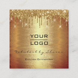 Gold Spark Makeust Künstler Lash Tropfen Ihr Logo Quadratische Visitenkarte