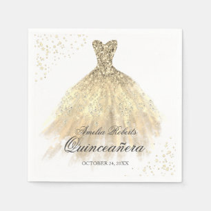 Gold Sparkenkleid Quinceanera Napkin Serviette