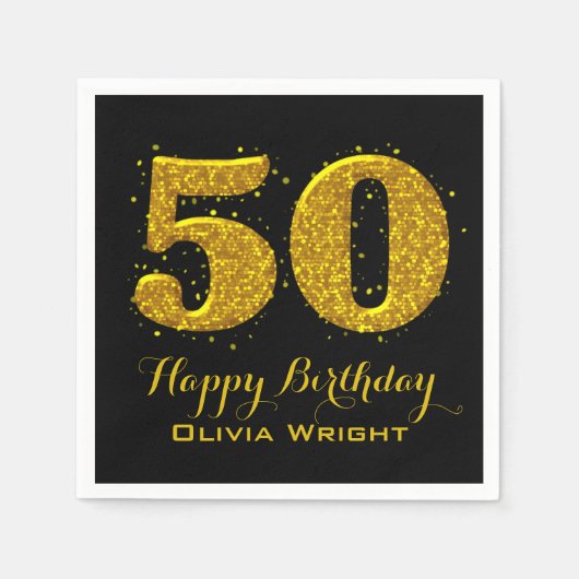 Gold Sparkle 50. Feier Serviette (Vorderseite)