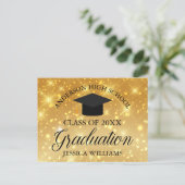 Gold Sparkle Abschluss Chic Custom Announction Postkarte (Stehend Vorderseite)