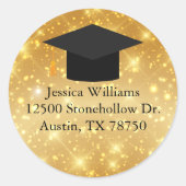 Gold Sparkle Abschluss Chic Rücksendeadresse Runder Aufkleber (Vorderseite)