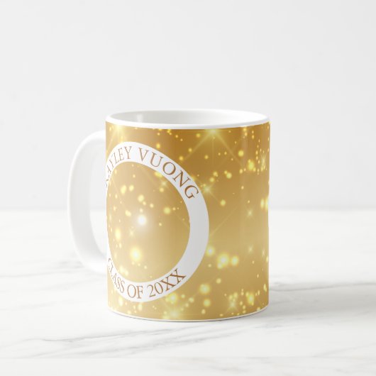 Gold Sparkle Abschluss Custom Senior Foto Kaffeetasse (Vorderseite Links)