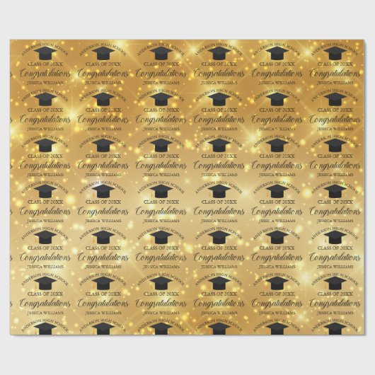 Gold Sparkle Abschluss Elegantes, individuelles St Geschenkpapier (Flach)