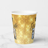 Gold Sparkle Abschluss Foto Chic Custom Party Pappbecher (Rechts)
