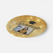 Gold Sparkle Abschluss Foto Chic Custom Party Pappteller (Schrägansicht)