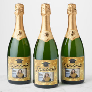 Gold Sparkle Abschluss Foto Chic Custom Party Schaumweinetikett