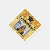 Gold Sparkle Abschluss Foto Chic Custom Party Serviette (Ecke)
