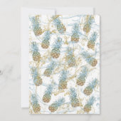 Gold Sparkle Ananas Blue Agate Abschluss Foto Einladung (Rückseite)