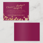 Gold Sparkle Berry Wine Wedding Information Beilag Begleitkarte (Vorne/Hinten)