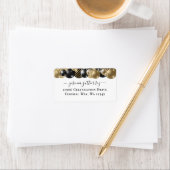 Gold Sparkle Black Quinceanera Balloon Return Labe Adressaufkleber (Insitu)
