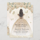 Gold Sparkle Blumenprinzessin Quinceañera Geburtst Einladung (Vorne/Hinten)