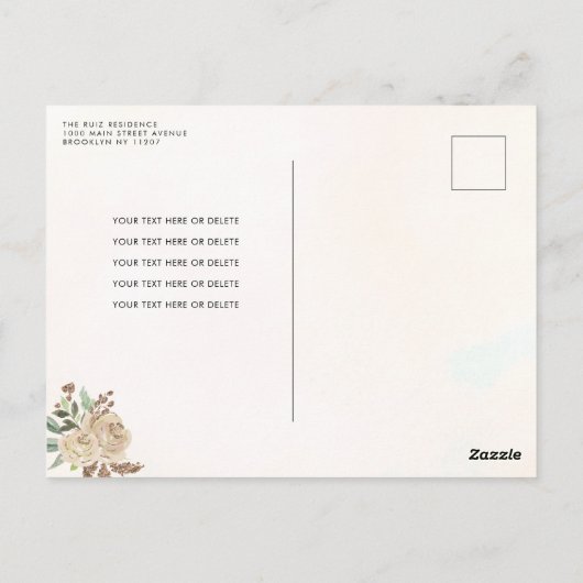 Gold Sparkle Blumenprinzessin Quinceañera Geburtst Postkarte (Rückseite)