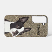 Gold Sparkle Boston Terrier Name Doppy Welpe Samsung Galaxy Hülle (Rückseite (Horizontal))