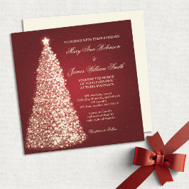 Gold Sparkle Christmas Red Einladung