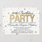 Gold Sparkle Confetti 50. Geburtstagsparty Einladung (Vorne/Hinten)
