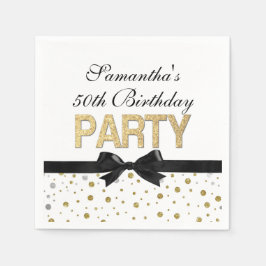 Gold Sparkle Confetti 50. Geburtstagsparty Serviette