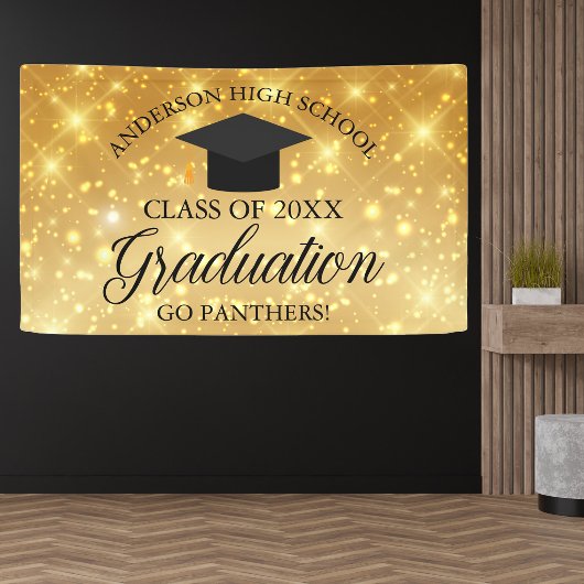 Gold Sparkle Custom High School Graduation Party Banner