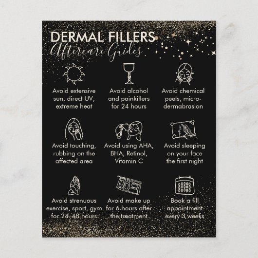 Gold Sparkle Dermal Filler Nachsorgebudget Flyer (Hinten)