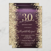 Gold Sparkle Diamonds Burgundy 30. Geburtstag Einladung (Vorne/Hinten)