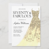 Gold Sparkle Dress 70. Geburtstagsparty Einladung (Vorderseite)