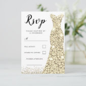 Gold Sparkle Dress Jeden Anlaß Birthday Bridal RSVP Karte (Stehend Vorderseite)
