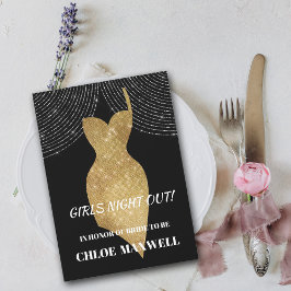 Gold Sparkle Dress Junggeselinnen-Abschied Einladu Einladung
