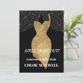 Gold Sparkle Dress Junggeselinnen-Abschied Einladu Einladung (Stehend Vorderseite)