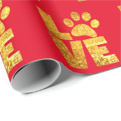 Gold Sparkle - Drucken Sie die Liebe auf Rot. Geschenkpapier (Rolleneckpunkt)