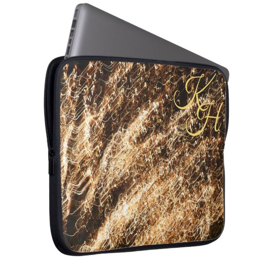 Gold Sparkle Fireworks Laptopschutzhülle (Vorne Rechts)