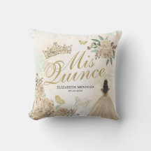 Gold Sparkle Floral Princess Quinceañera Birthday