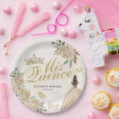 Gold Sparkle Floral Princess Quinceañera Birthday Pappteller (Party)