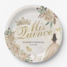 Gold Sparkle Floral Princess Quinceañera Birthday