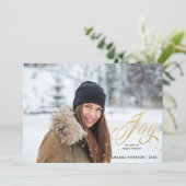 Gold Sparkle Freude Weihnachten Familie Foto Cards (Stehend Vorderseite)