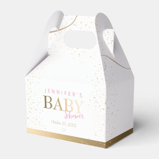 Gold Sparkle Girl Baby Dusche Geschenkschachtel (Vorderseite)