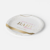 Gold Sparkle Girl Baby Dusche Pappteller (Schrägansicht)