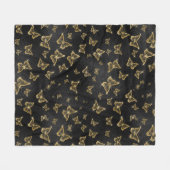 Gold Sparkle Glam Butterflies Fleecedecke (Vorderseite (Horizontal))