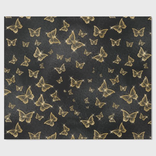 Gold Sparkle Glam Butterflies Geschenkpapier (Flach)