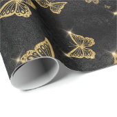 Gold Sparkle Glam Butterflies Geschenkpapier (Rolleneckpunkt)