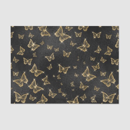 Gold Sparkle Glam Butterflies Seidenpapier (Vorderseite)